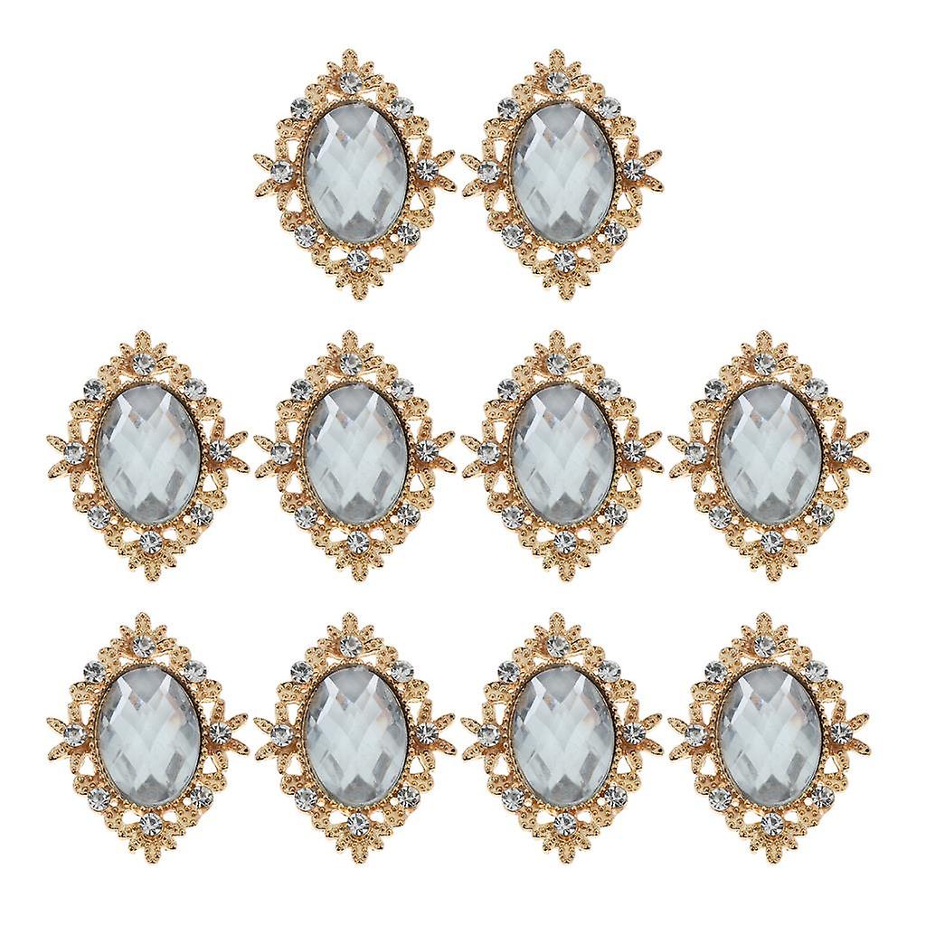 10pcs Rhinestone Flat Back Beads Button Scrapbook Embellishment  Clear