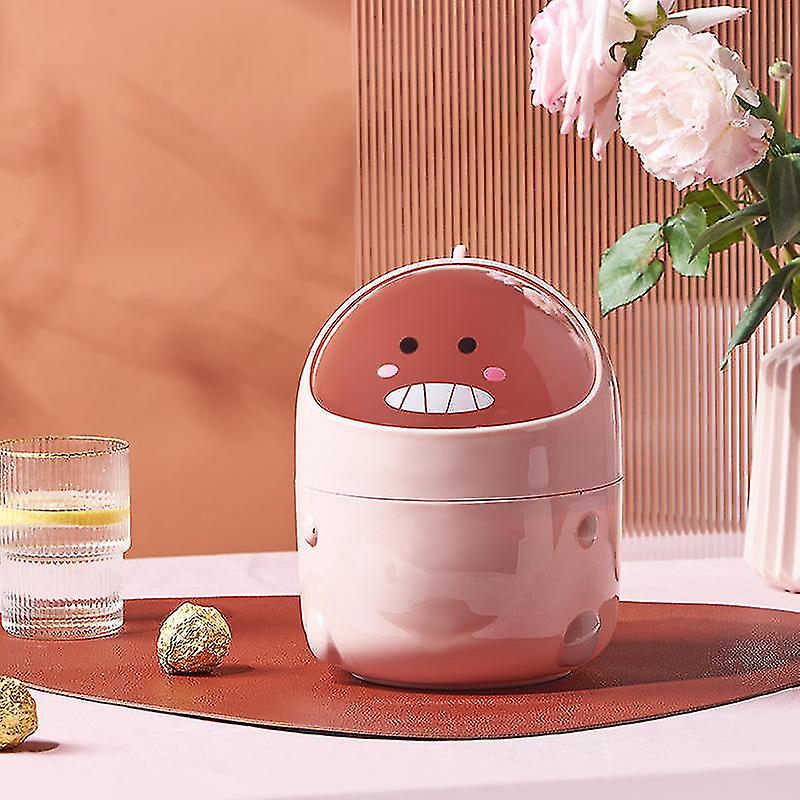 Mini Desktop Trash Can Flip Trash Can Cute Small Trash Can With Lid For