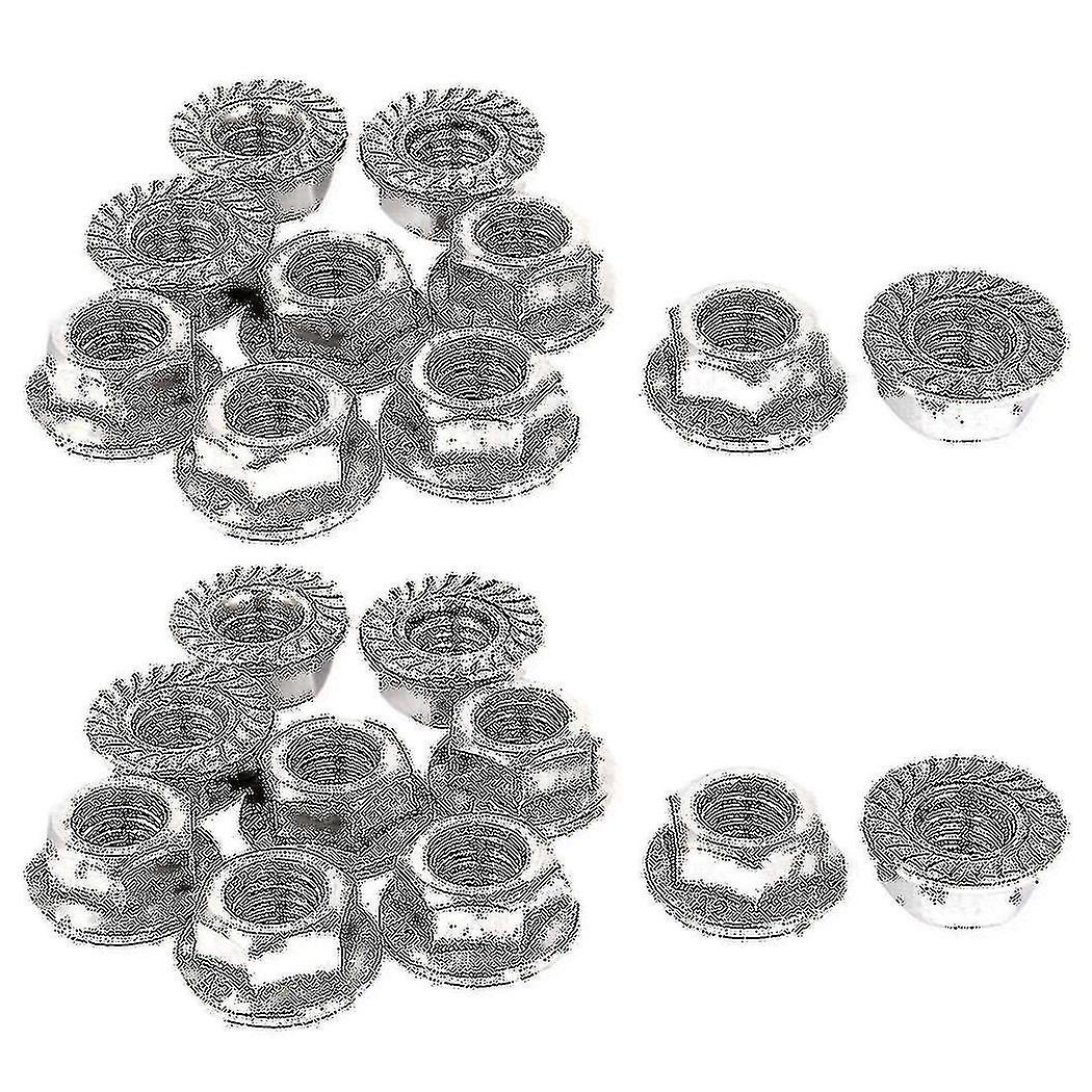 8mm Height M8 Thread Stainless Steel Serrated Hex Flange Nuts 20 Pcs