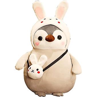 13.7" Cute Penguin Rabbit Custom Stuffed Animal Plush Doll Kawaii Soft Penguin Plushies With Rabbit Outfits Gifts For Boys And Girls Decorations
