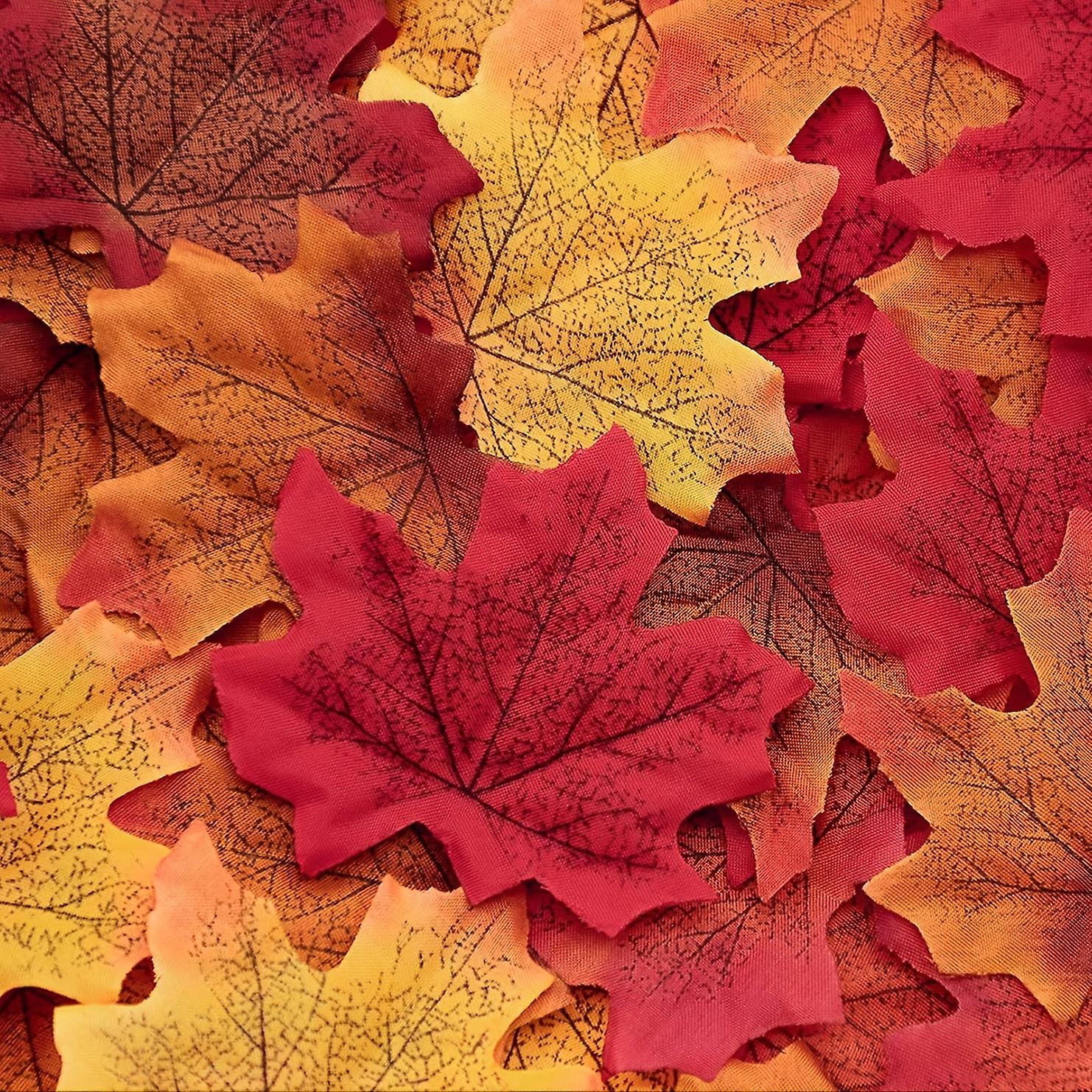 50pcs Artificial Fall Maple Leaves 3in33in Fake Autumn Leaf Decoration Thanksgiving Autumn Leaf Wedding Party Table Decor For Happy Fall Autumn Tha