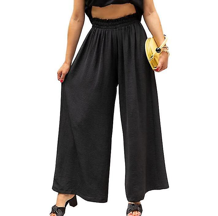 New Cotton And Linen Women's Solid Colour High Waist Loose Casual Wide Leg Trousers
