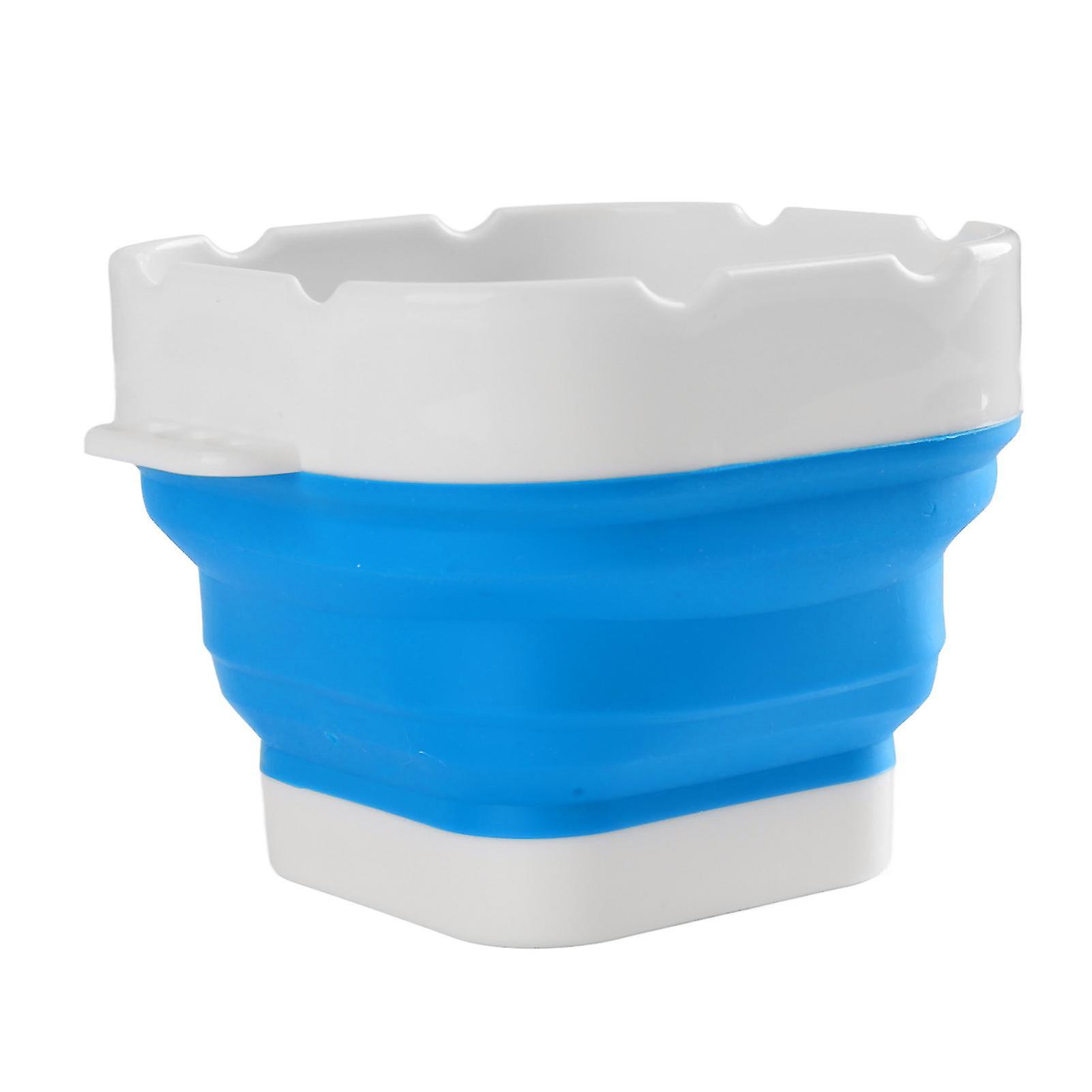 Collapsible Paint Brush Washer Professional Thickened Bottom Silicone Paint Brush Bucket for Beginners with Scrubbing Board Blue
