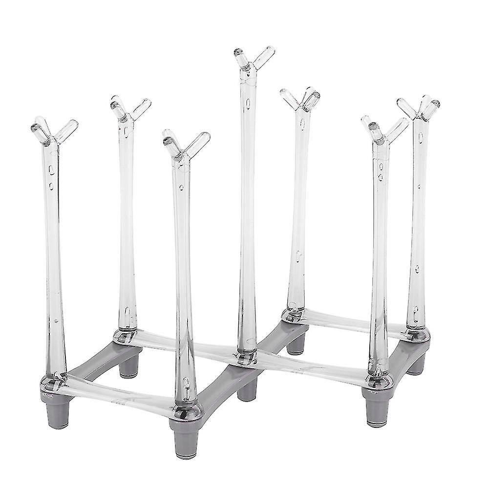 Collapsible Cup Drying Rack Adjustable Stretchable Glass Holder Practical Design Space-Saving Light Grey Durable Material for Kitchen Us