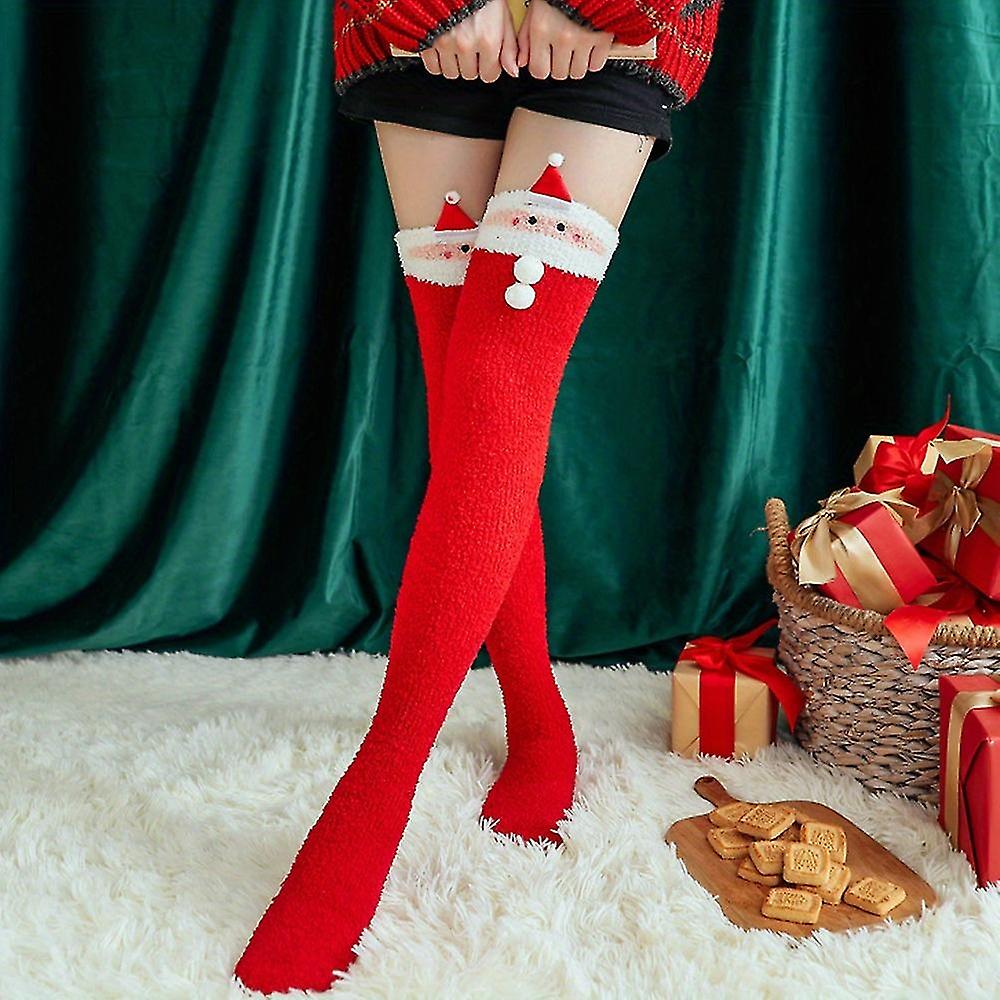 גרבי ירך חג המולד, חמוד מטושטש מעל גרבי הברך, גרביים לנשים & Hosiery פרימיום