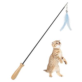 Kohlefaser Blau Teleskop Haustier Katze Lustiger Teaser Dangler Rute Stab mit Federglocke interaktives Trainingsspielzeug