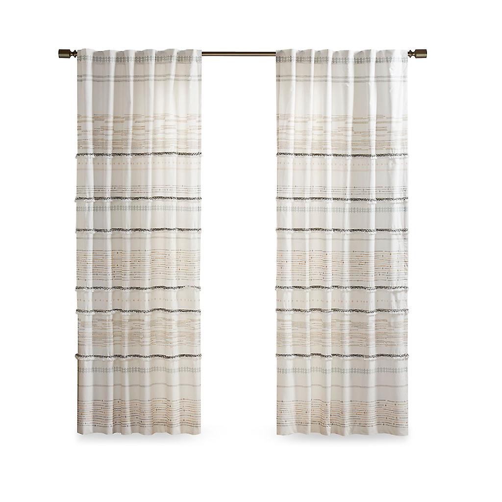 Cotton Printed Curtain Panel with tassel trim and Lining