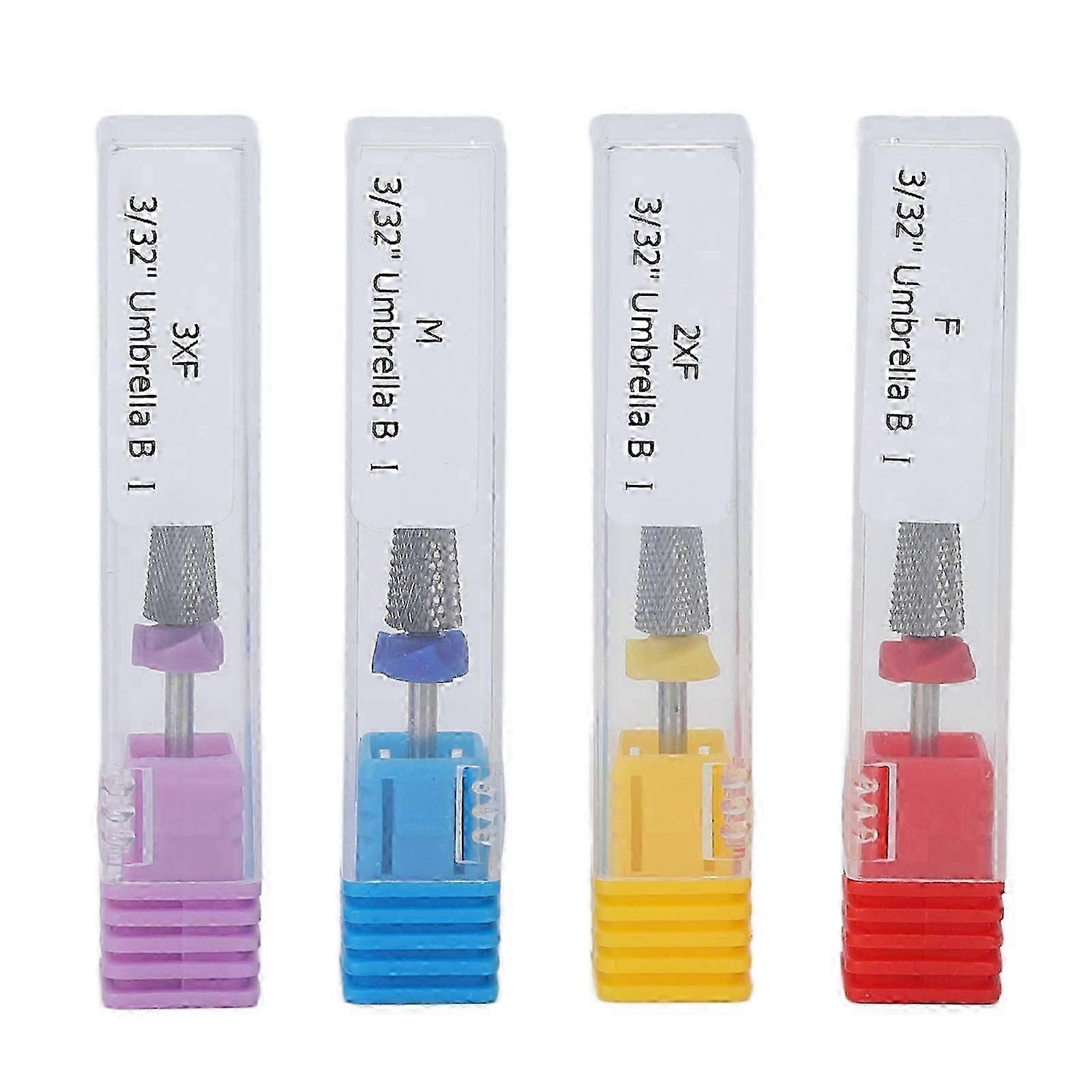 4pcs Tungsten Carbide Nail Drill Bits Set for Acrylic Nails, Gel Polish Removal and Cuticle Pusher