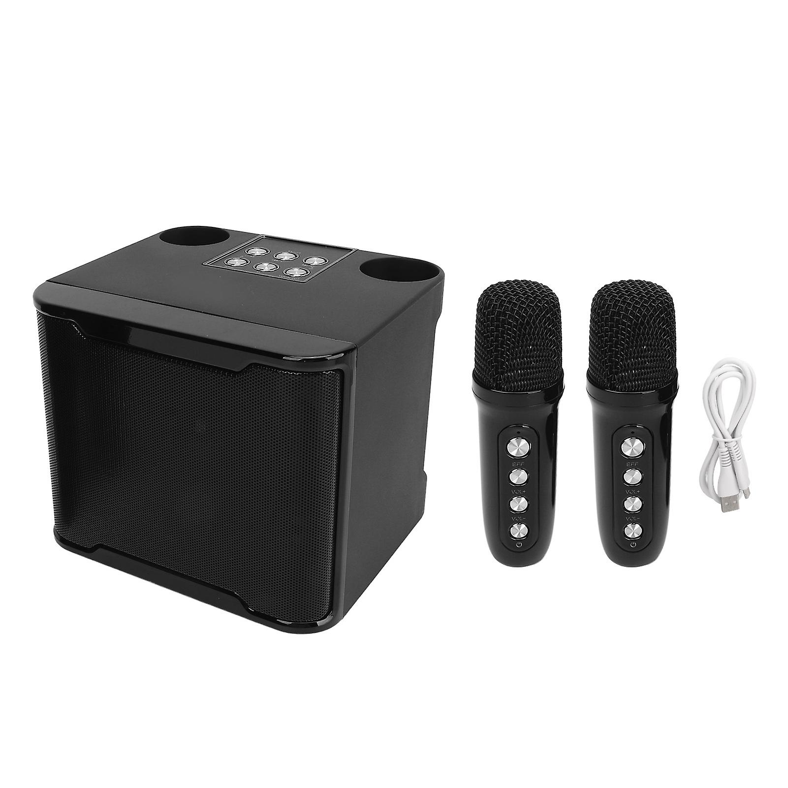 YS 230 Portable Bluetooth Speaker with 2 Wireless Microphones Karaoke Machine for Indoor Outdoor Parties Family Gatherings Black