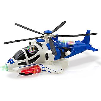 SUJI Bump and Go Hubschrauberspielzeug für Jungen und Mädchen, Flugzeugspielzeug aus strapazierfähigem Material, Hubschrauberspielzeug mit Lichtern, realistischer Sound, Hubschrauber T