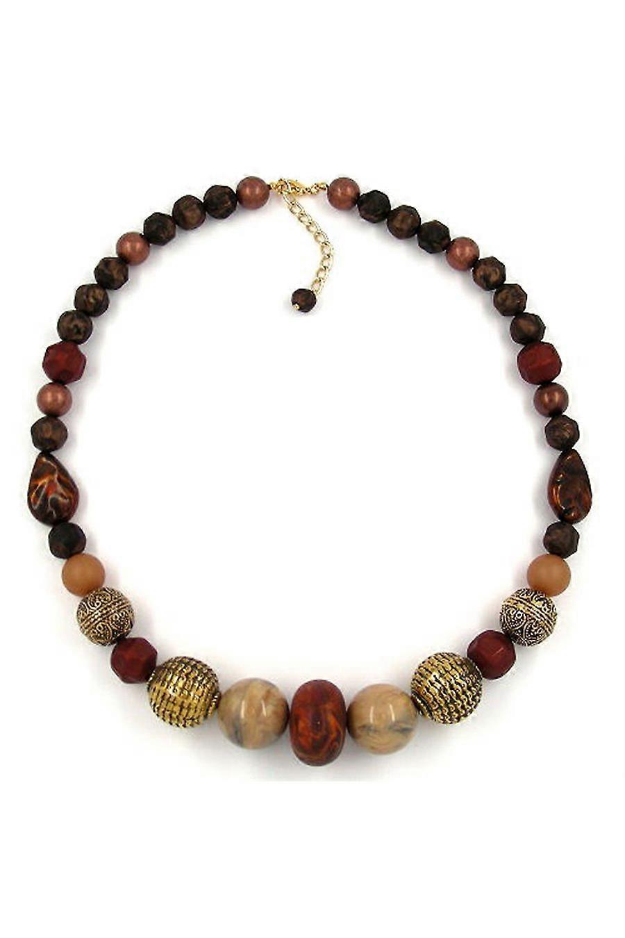 Necklace Beads Brown-brass 55cm - Gl02353