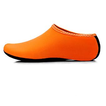 Veeki Water Shoes for Women Men Swim Beach Shoes Barefoot Quick-Dry Aqua Water Socks for Pool Yoga Surf, Pure Orange, Size: 38-39