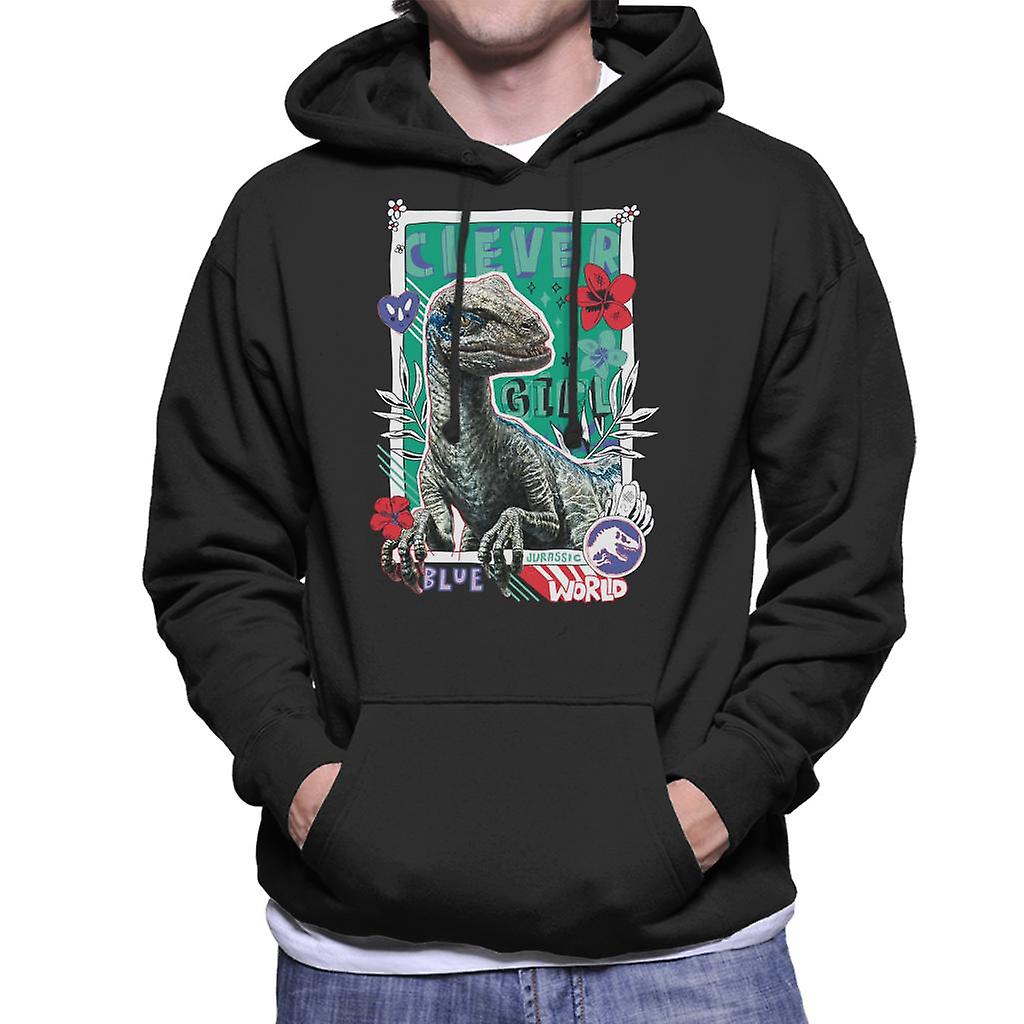 Jurassic Park Clever Girl Blue Floral Border Men's Hooded Sweatshirt