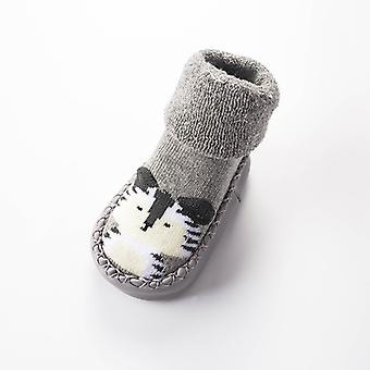 Baby, Jongen, Meisjes, Peuters, Mocassins, Antislip, Indoor Pantoffelschoenen, Sokken-5, Peuter-Laarsjes met Handvatten-Grijs, Maanden Infant