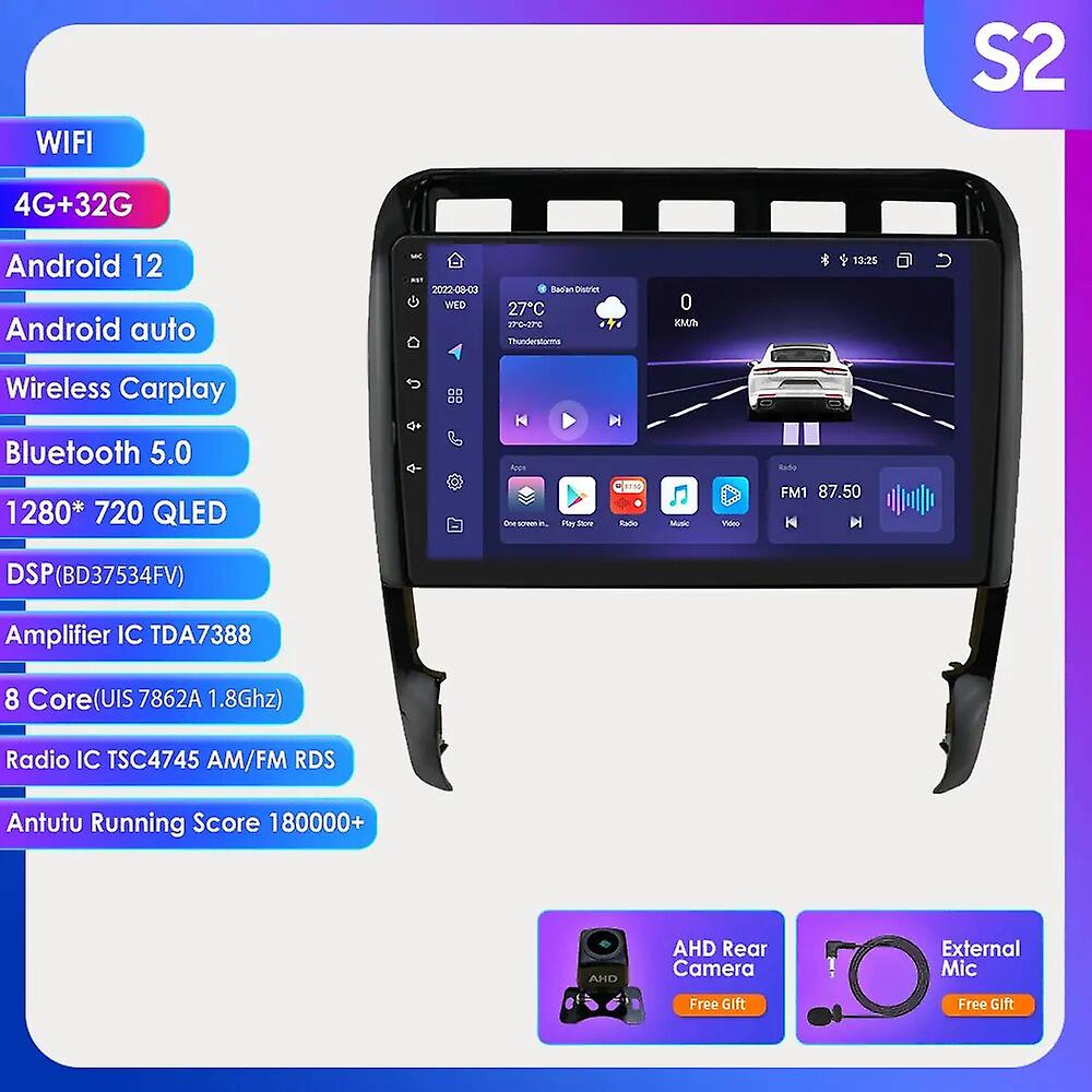 2 Din 9 Inch Multimedia Player Car Radio For Porsche Cayenne 2002 - 2010 Android 12 Carplay Gps Rds Bluetooth Navigation 4g Lte