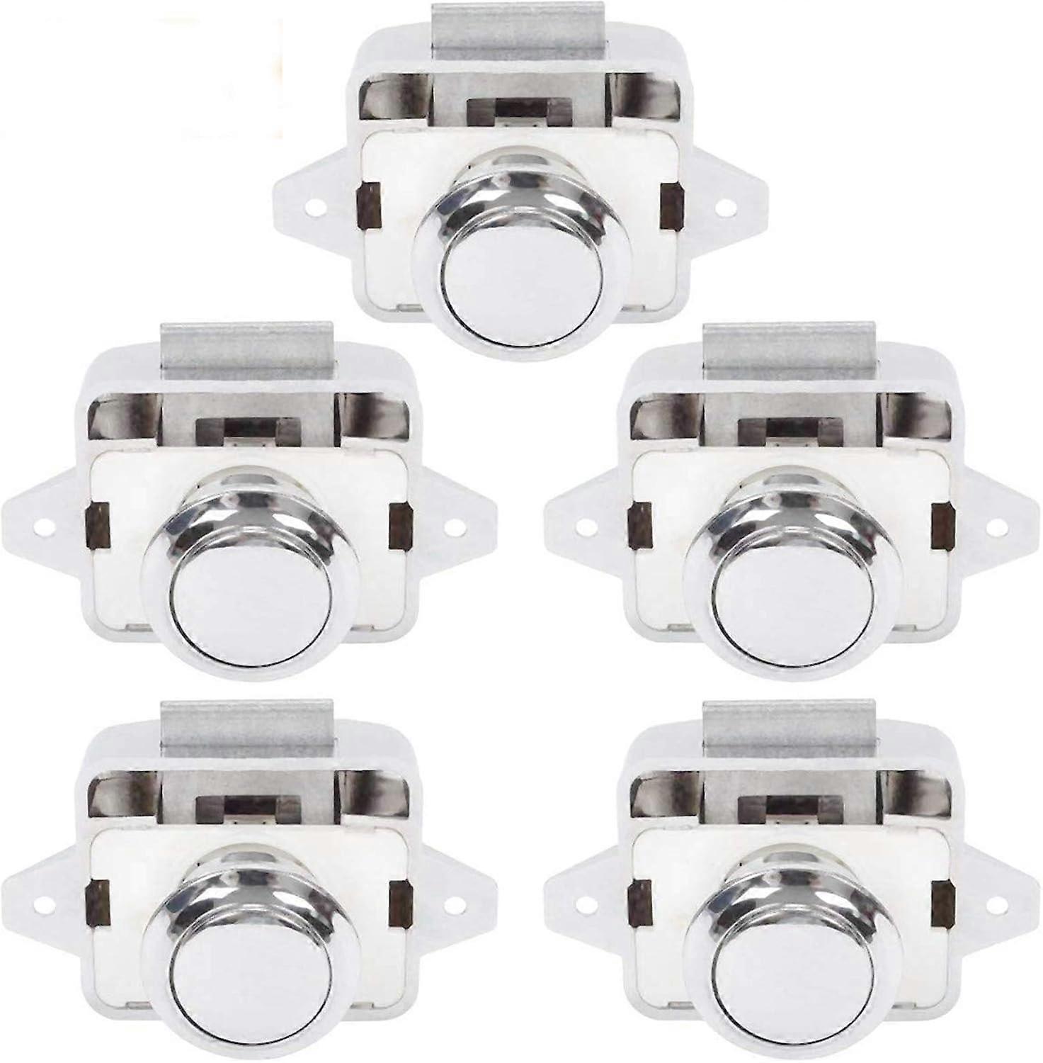 Push Button Campervan - Latch Lock Door Closer Cupboard Knob for RV Motor Caravan 5 Pieces Silver