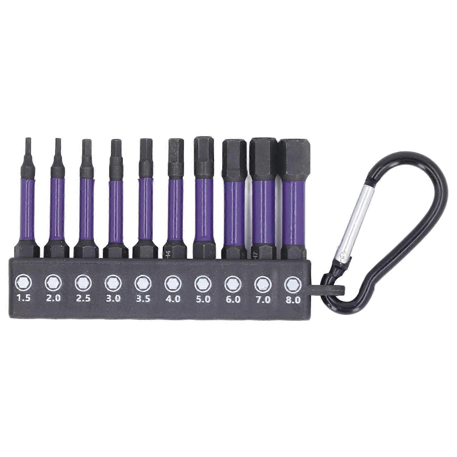 Fyearfly Screwdriver Bit Set, 10pcs Strong Magnetic High Torsion Anti Slip 6.35mm Hex Shank Screw Driver Bit, for Pneumatic Screwdrivers