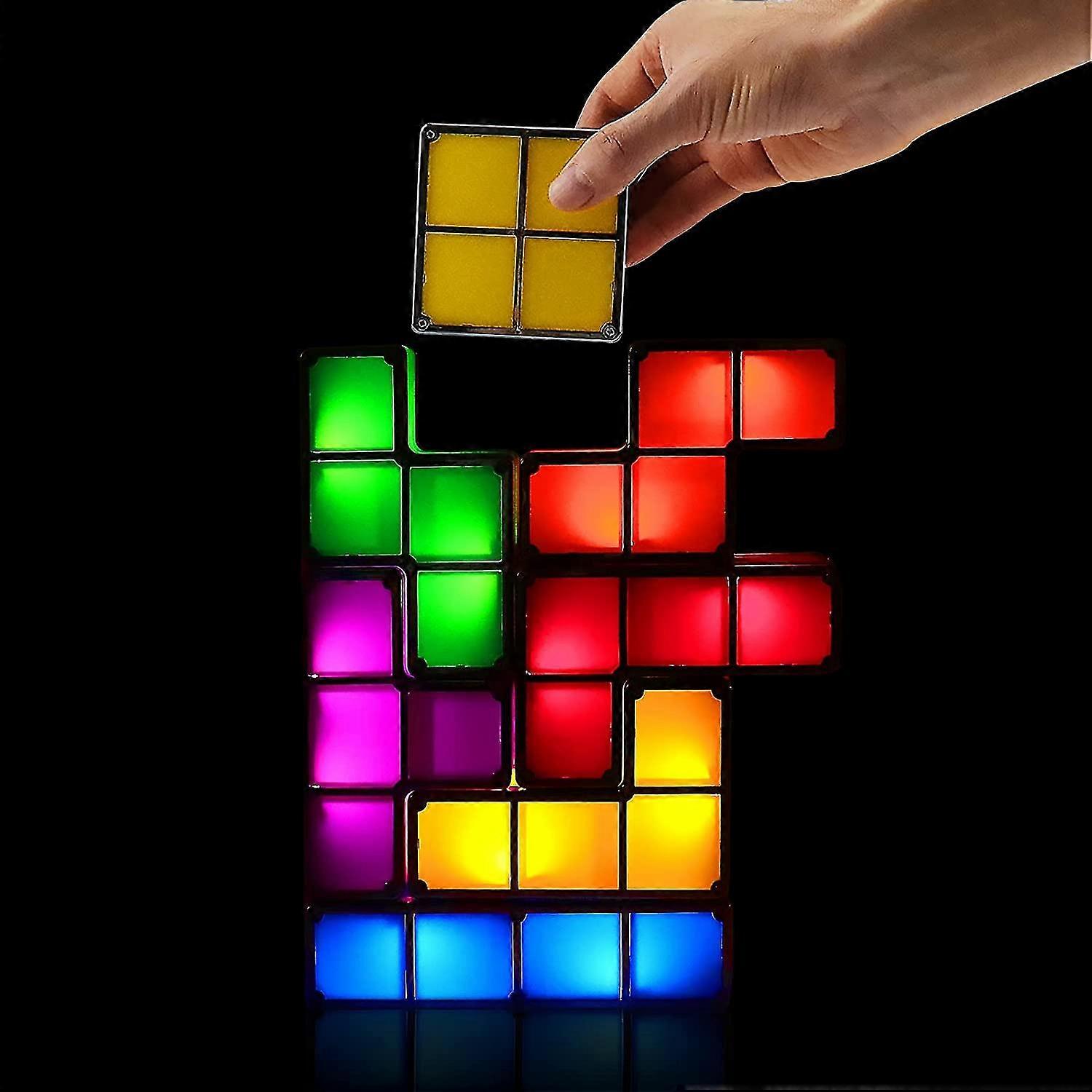 7 Colors Interlocking Tetris Night Light, Diy Stackable Led Induction Novelty Table Lamp, 3d Puzzle Magic Light (european)