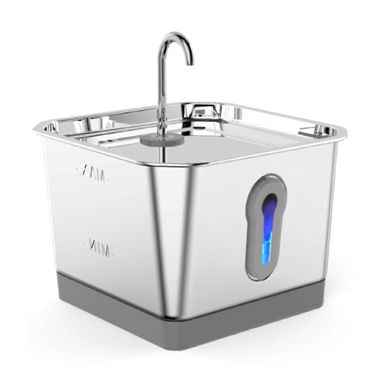 猫の水噴水ステンレス鋼:3.5L自動ペットの水噴水 - 水位窓付き犬用ウォーターディスペンサー