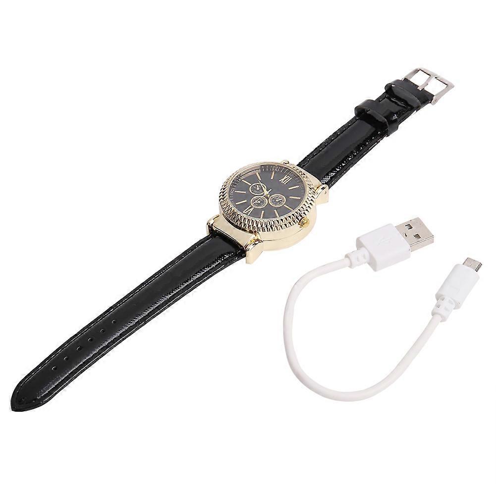 Multifunctional Lighter USB Rechargeable Windproof Flamless Cigarette Lighter & Watch (Golden)