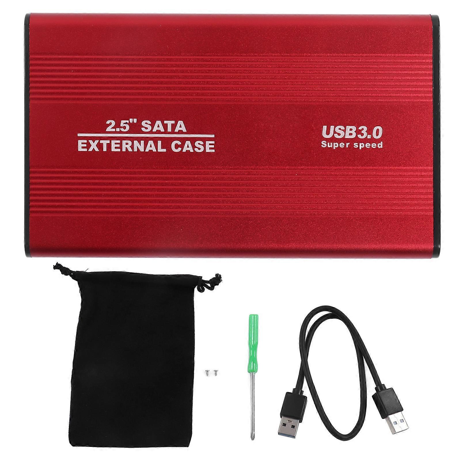 Hard Drive Enclosure 2.5in 4TB LED Indication Aluminum Housing Hot Swappable 5Gbps USB 3.0 Port External HDD Case Red