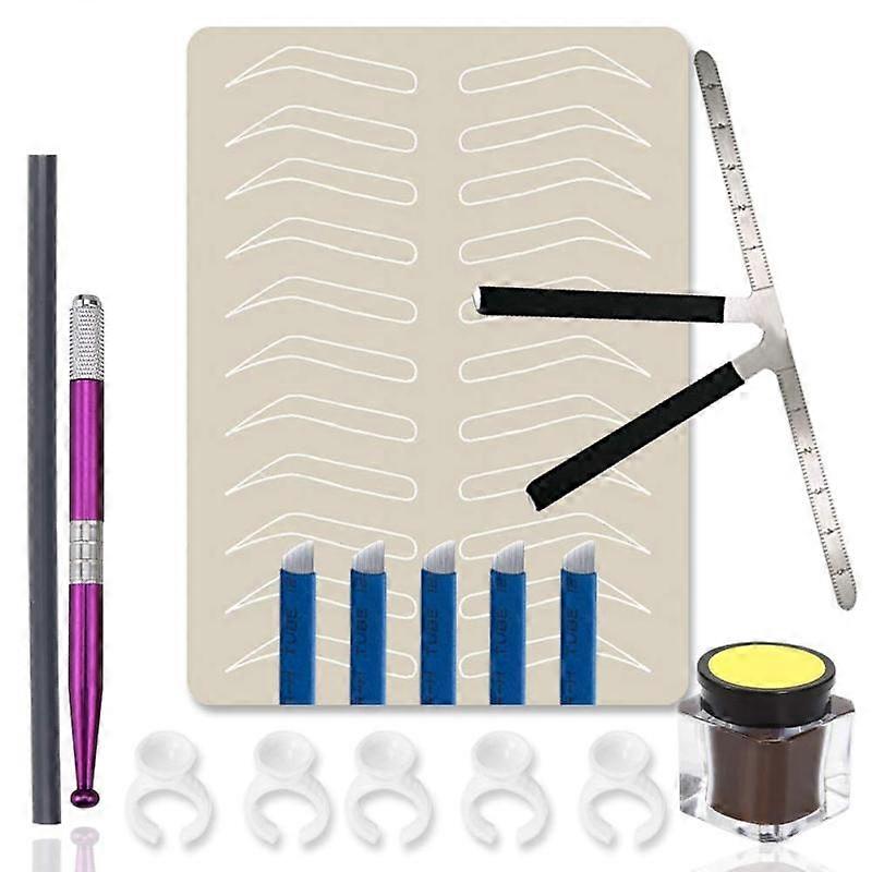 Barsinfi Eyebrow Microblading Kit Eyebrow Microblading Set with Ink Cup Holder Blade