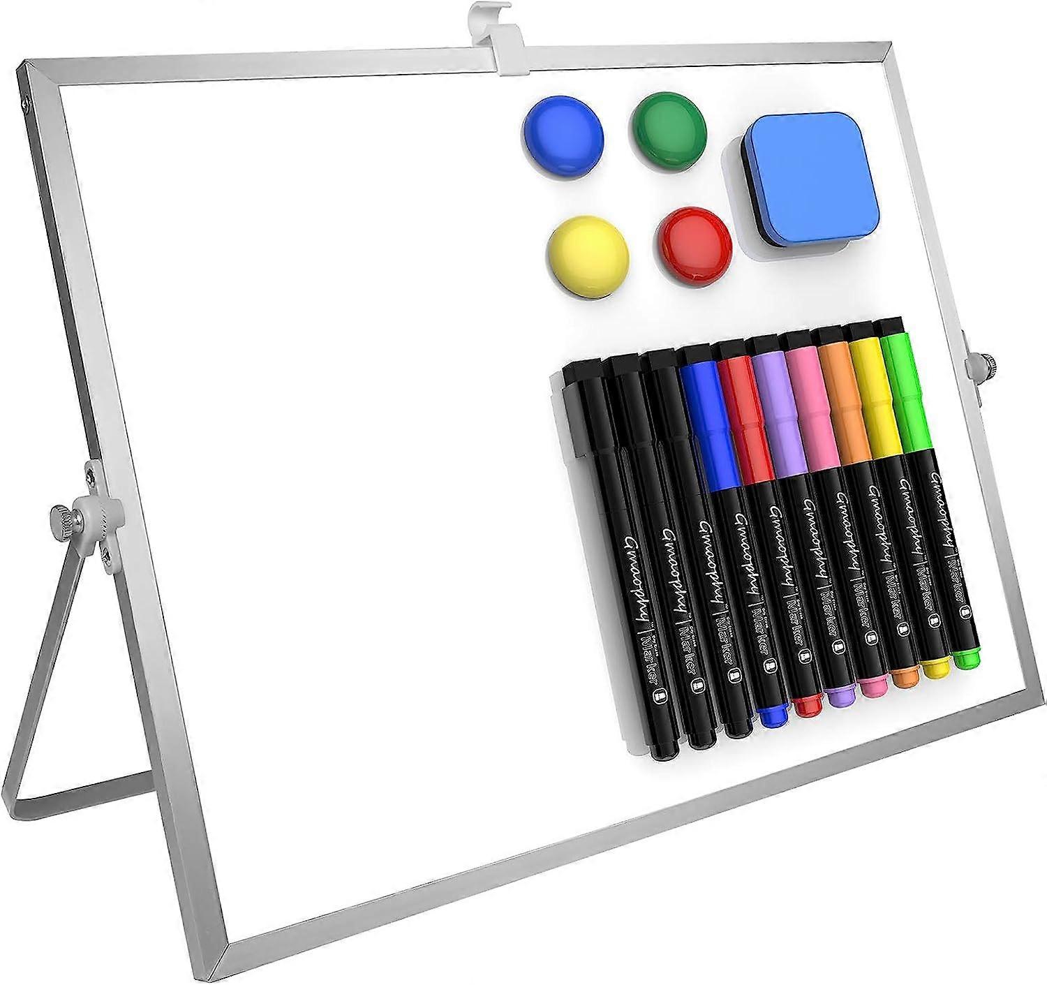 Dry Erase White Board, 16inX12in Large Magnetic Desktop Whiteboard with Stand, 10 Mar