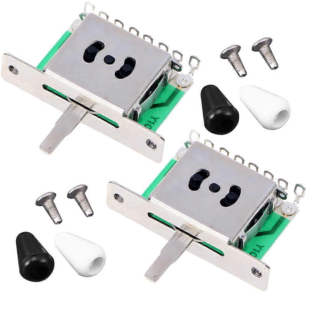 2 Sets of Electric Guitar Gear 5-way Adjustable Switch Positioner Shifter Pickup with Caps