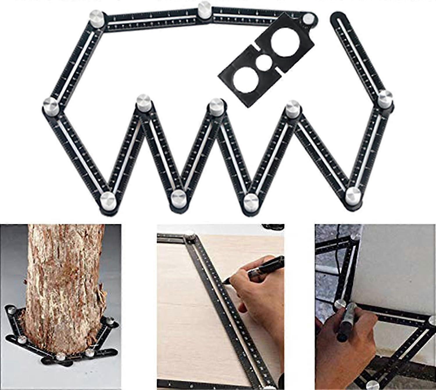 Multi Angle Measuring Ruler, 12 Sections Ceramic Angle Measuring Tool, Hole Locator, Aluminum Alloy Multi Angle Measuring Ruler, Multi Angle Measuring