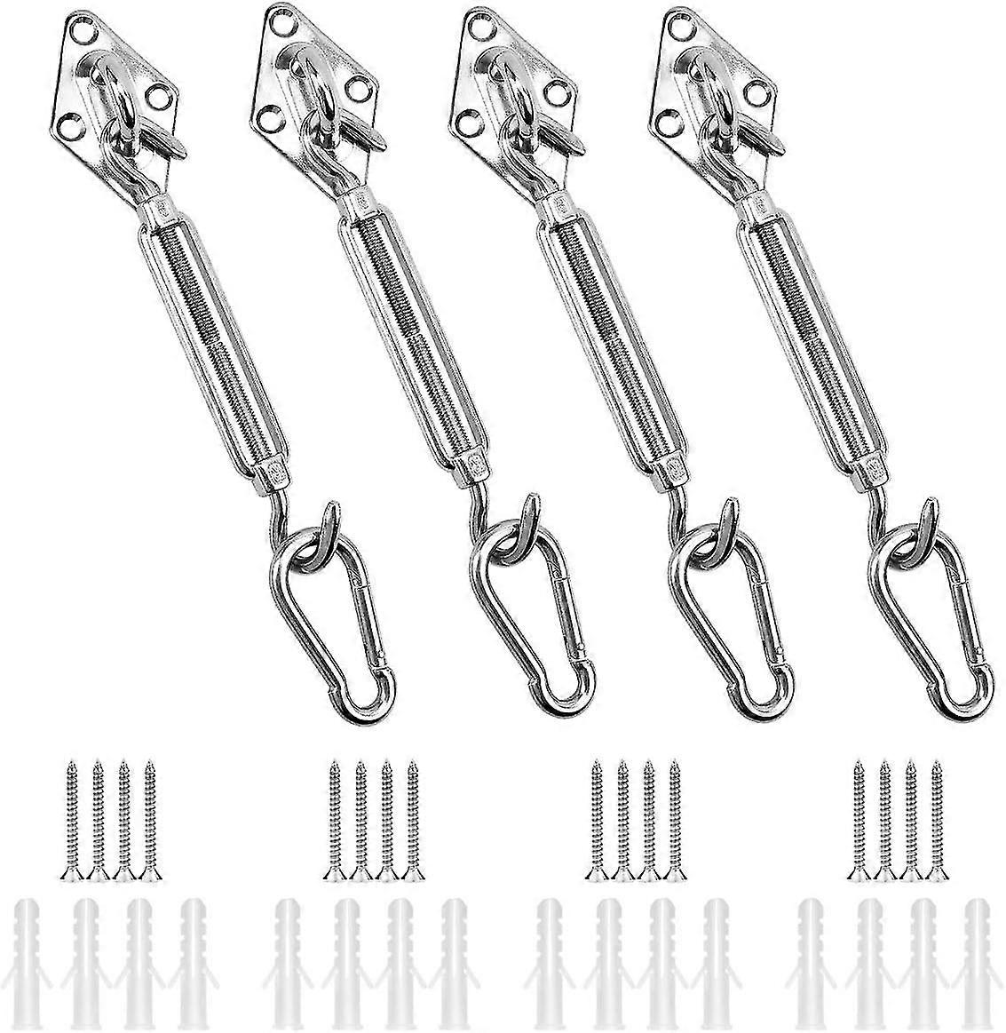 Kit di fissaggio a vela triangolare, quadrato e rettangolare 304 Kit accessori per fissaggio del telo ombreggiante in acciaio inossidabile (set 12pcs)