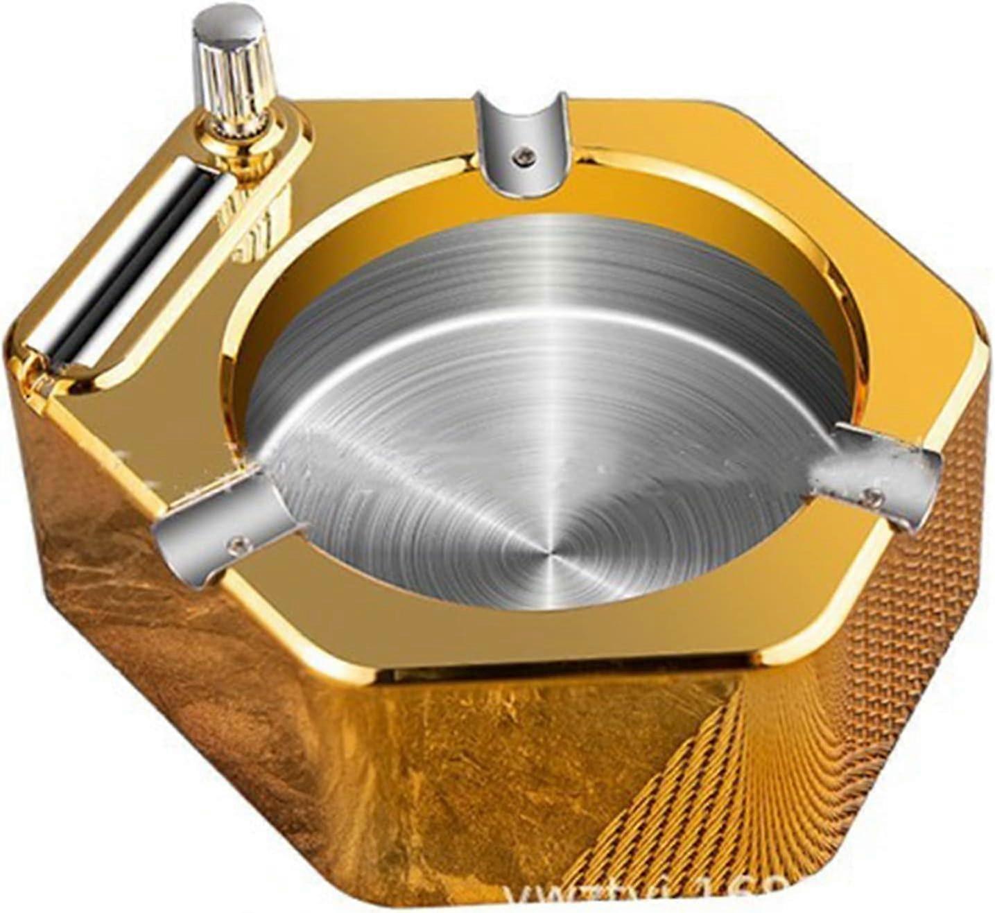 Cigarette Ashtray with Permanent Match Lighter, Weed Accessories, Fancy Metal Ash Tray Set for Weed, Ashtrays for Outdoor Indoor Decor Home Office