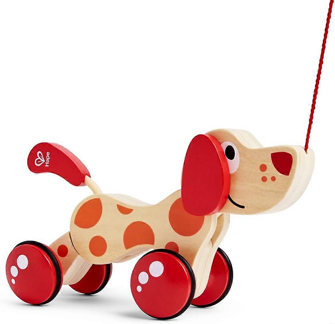 Walk-A-Long Puppy Wooden Pull Toy by | Award Winning Push Pull Toy Puppy For Toddlers Can Sit, Stand and Roll. Rubber Rimmed Wheels for Easy Push and