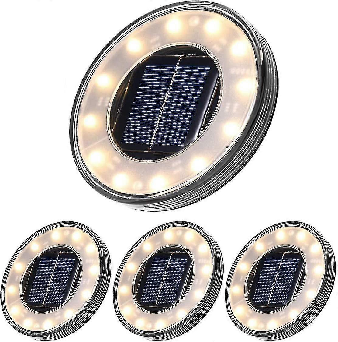 2024 LED ソーラーフロアランプ 4 パック、Tomshine 12 LED ソーラー屋外照明、防水 IP68