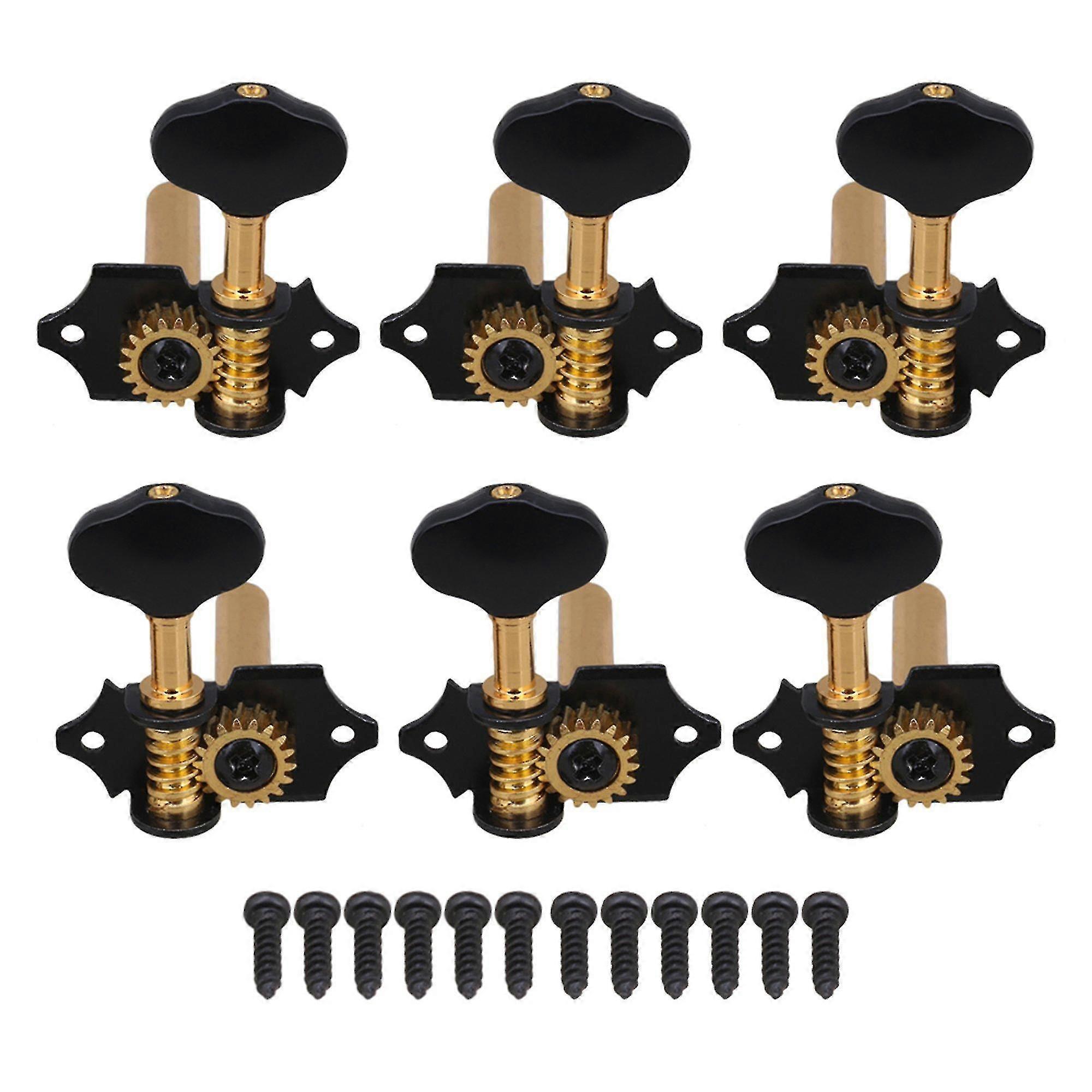 Black Golden Plum Handle Button Classical Guitar 18:1 3l 3r Tuning Pegs