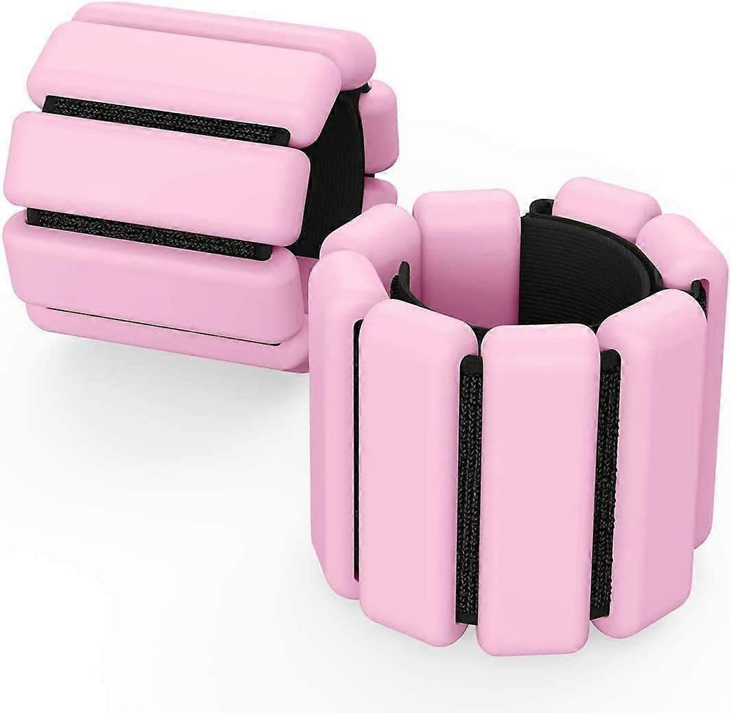 2 PCS Adjustable Wrist Weights Ankle Weights Set for Exercise Walking Jogging Yoga etc.(pink)