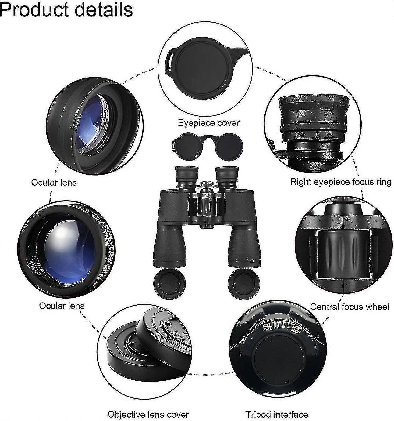 20x50 binoculars compatible with adults compacthd professional/waterproof binocul