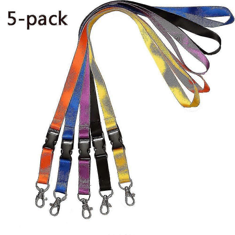 Horizontal Name Tags Badge Id Card Holders Flat Neck Lanyards, 5pcs
