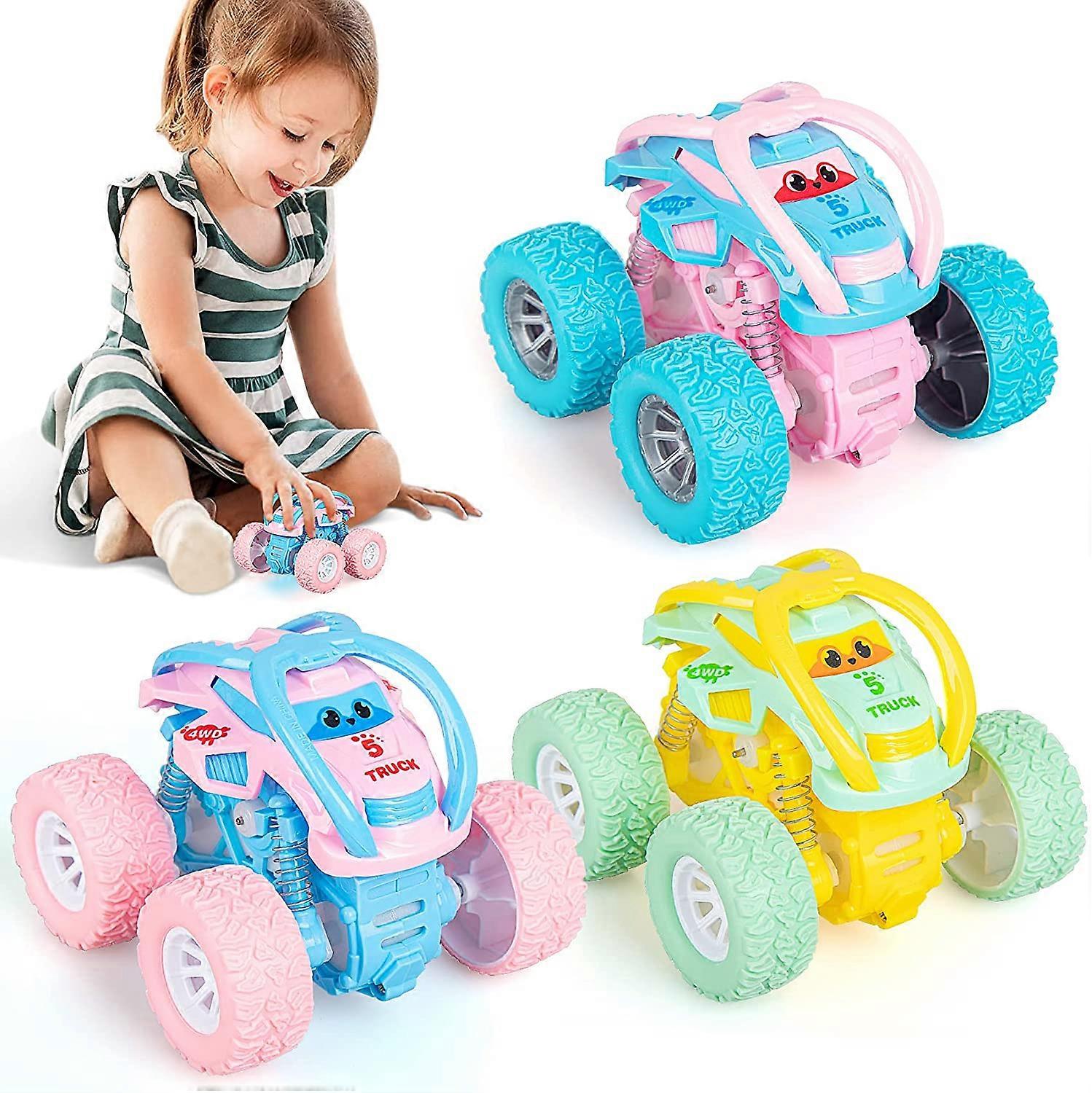 2024 Simpatici set di veicoli a doppia direzione Push & Go per regali per bambini piccoli, confezione da 3