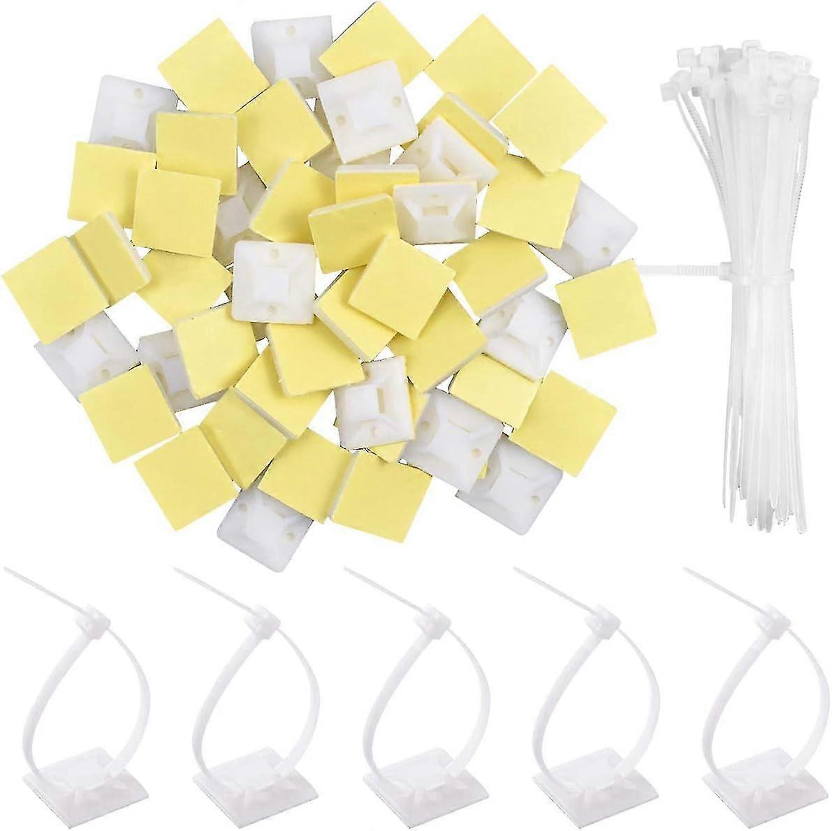Cable Tie Base Brackets Base Brackets With Zip Tie Adhesive White Self Adhesive Cable Tie Base Brackets 200pcs