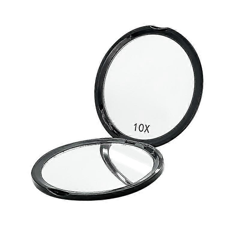 1 Pcs Black 10x Magnification Compact Double Sided Mirror