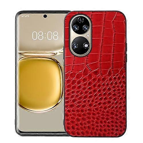 For Huawei P50 Crocodile Top Layer Cowhide Leather Phone Case