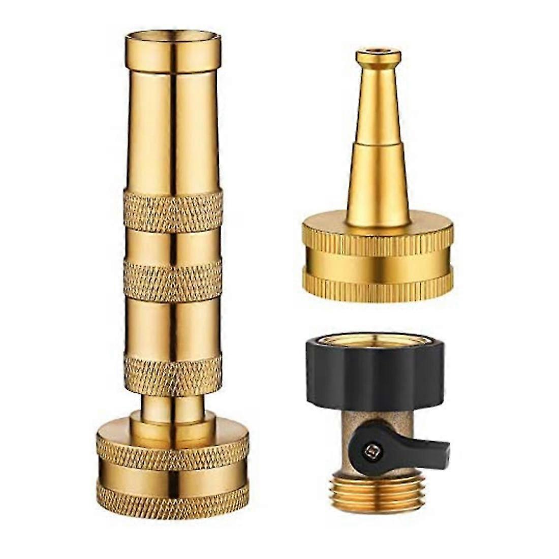 Adjustable Hose Nozzle And Jet Sweeper Nozzle Set Include Twist Hose Nozzle Hose Shut Off Valve 3/4i