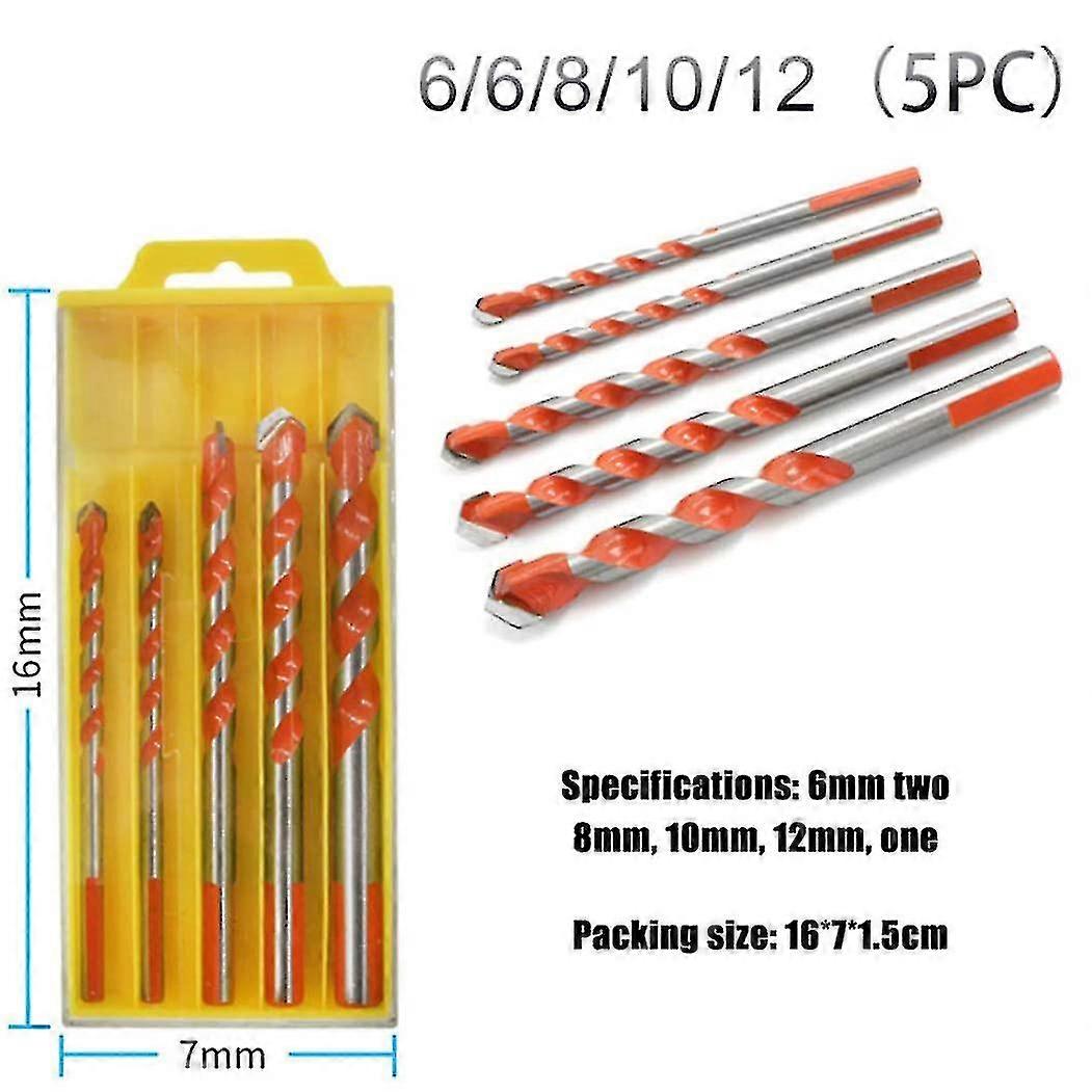 Precision Twist Drill Bits Twist Drill Bit Set Multi Function For Concrete Concrete Ceramic Glass Tile 5 Pcs