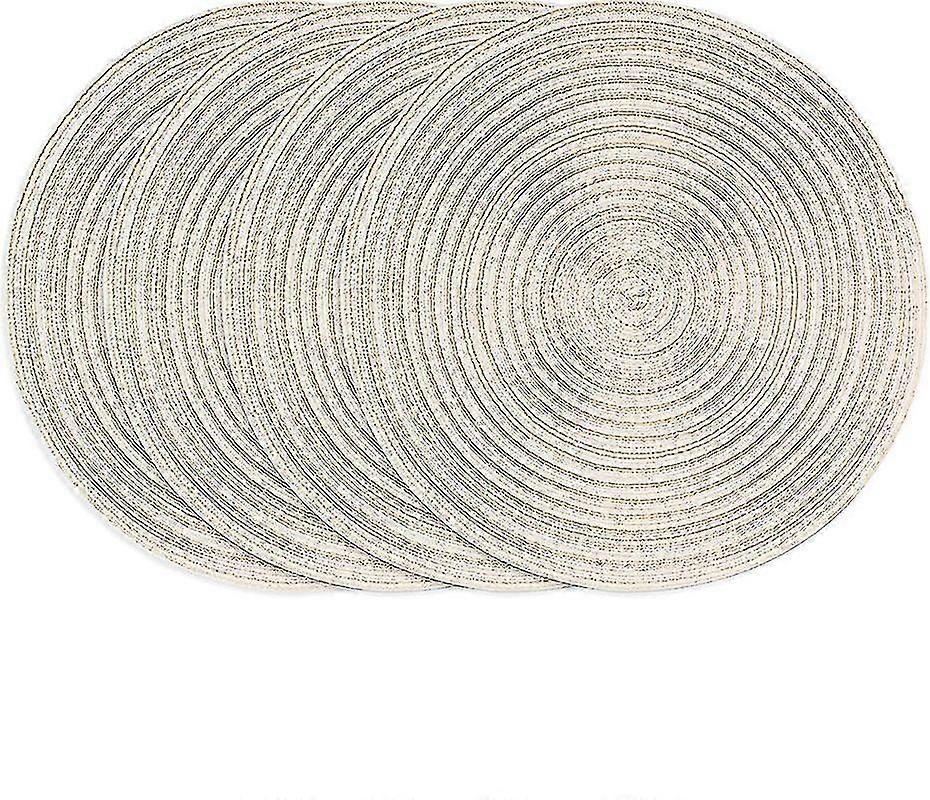 Woven Round Placemats Set, 4 Pcs 30cm Table Cotton Placemats(beige)