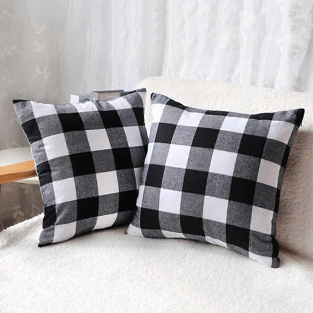 2pcs Checkers Plaid polyester  cotton Throw