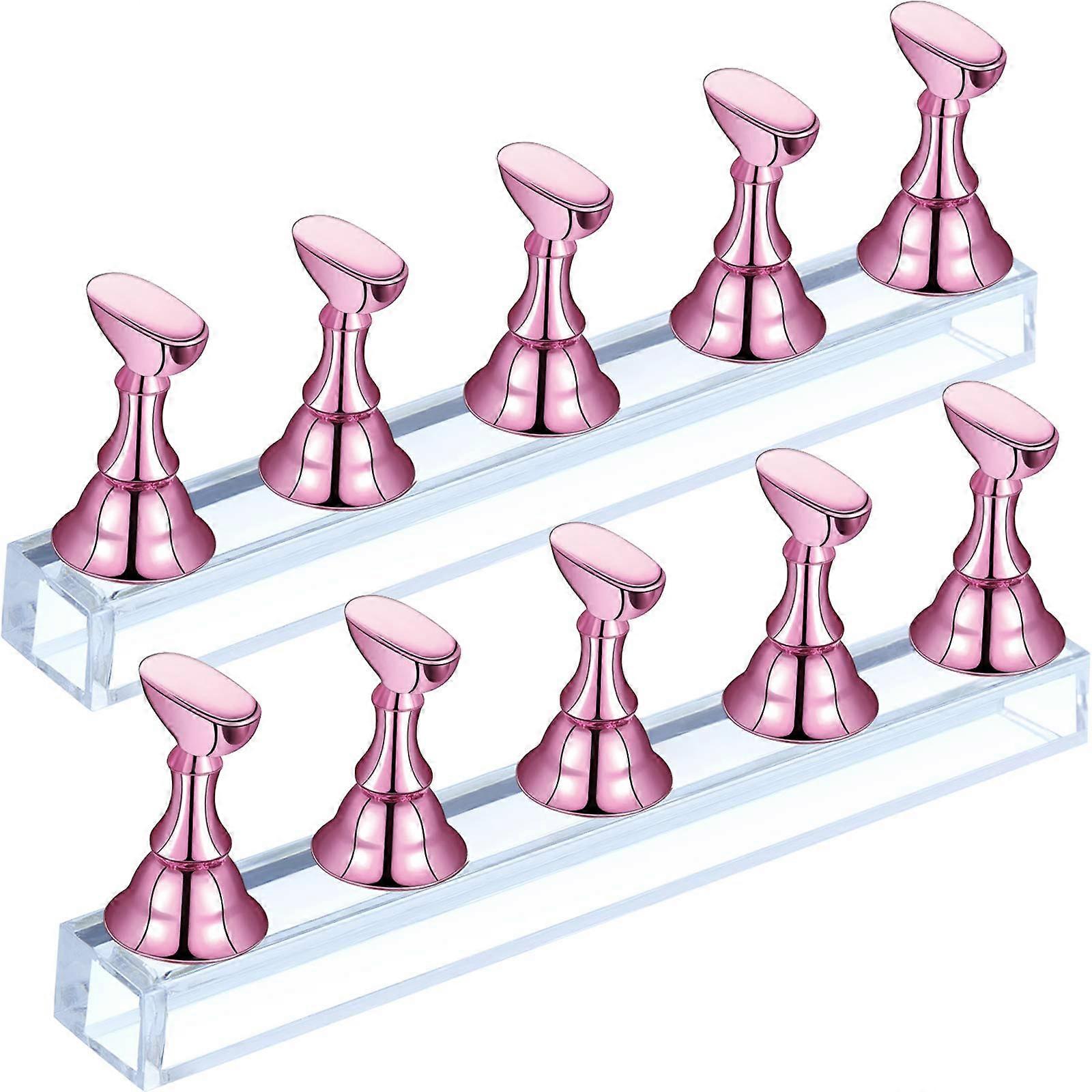 2 pcs Acrylic Nail Display Stand Nail Tip Practice Holder,Pink