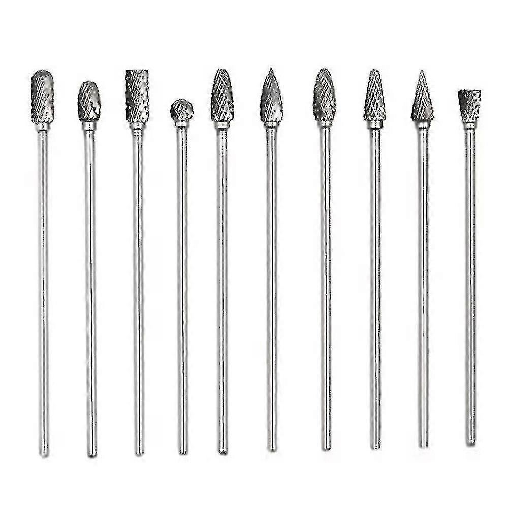 Sett med 10 4" lang dobbel kutt karbid roterende burrs