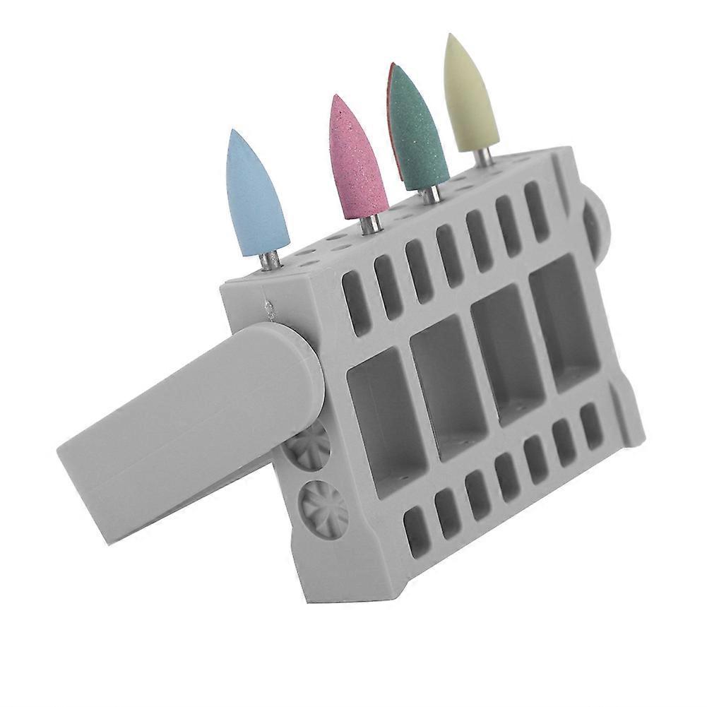 16 Holes Manicure Drill Bits Holder Container Display Case Nail Grinding Head Storage Box 1#