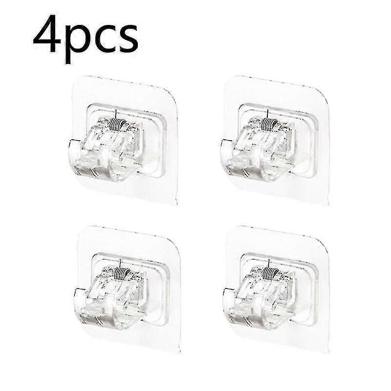 2 Pairs Curtain Rod Towel Rod Punch-free Holder Clip Hook Rod Bracket Multi-function Telescopic Rod Door Curtain Fixed Clip Hanger