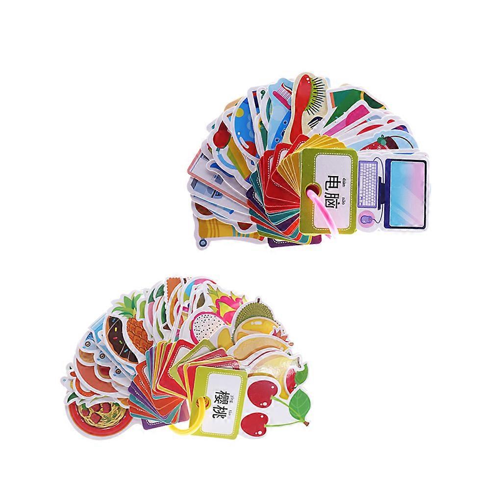 2 Set(60Pcs) Preschool Educational Flash Cards with Storage